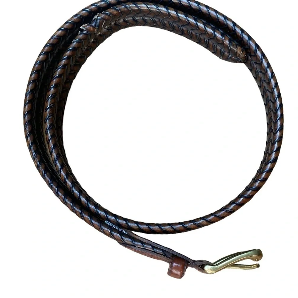 Fossil Men’s Brown Braided Belt Gold Buckle Size 36